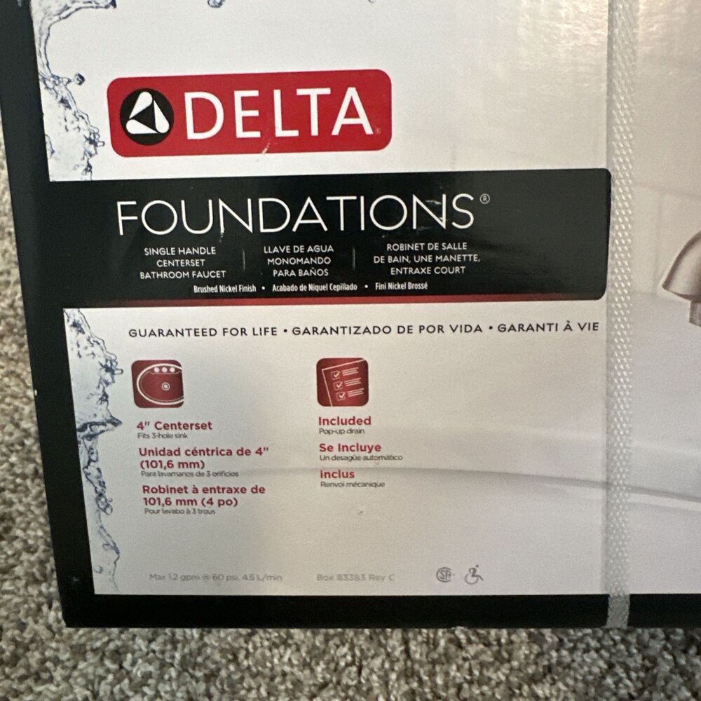Delta Single Handle Centerset Bathroom Faucet (B510LF-SSPPU-ECO) Brushed Nickel - Picture 5 of 5
